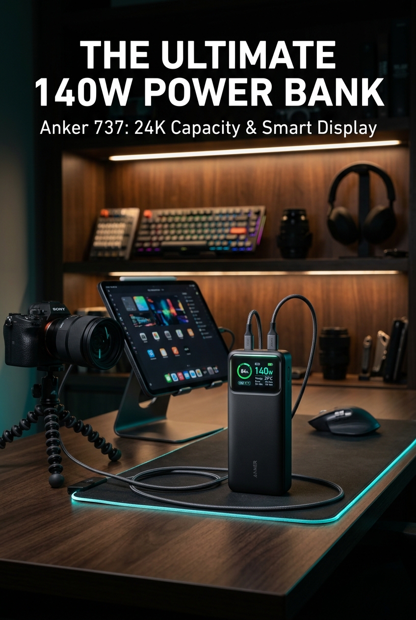 Anker 737 Power Bank (PowerCore 24K 140W 3-Port Fast Charger)