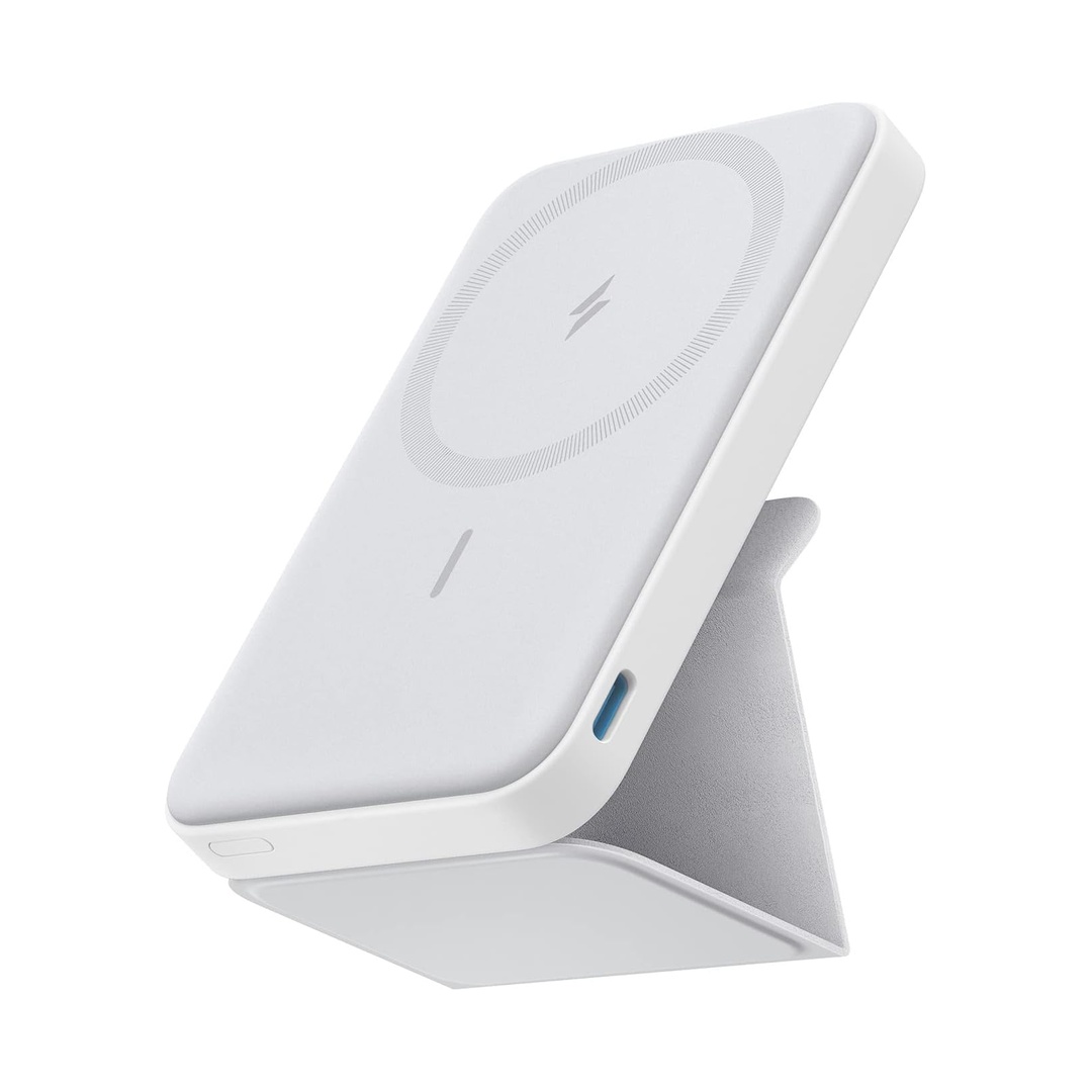 Anker 622 Magnetic Power Bank, 5,000mAh Foldable Wireless Portable Charger | Battery Pack with Stand and Side