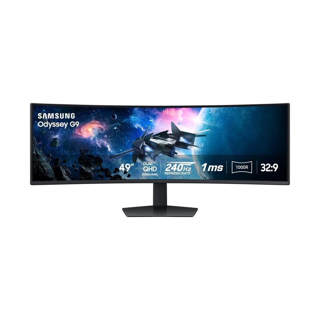Samsung 49” Odyssey G9 Series DQHD 1000R Curved Gaming Monitor, 1ms(GtG), VESA DisplayHDR 1000, 240Hz, AMD FreeSync Premium Pro, Height Adjustable Stand, Ultrawide Screen, LS49CG954ENXZA, 2024