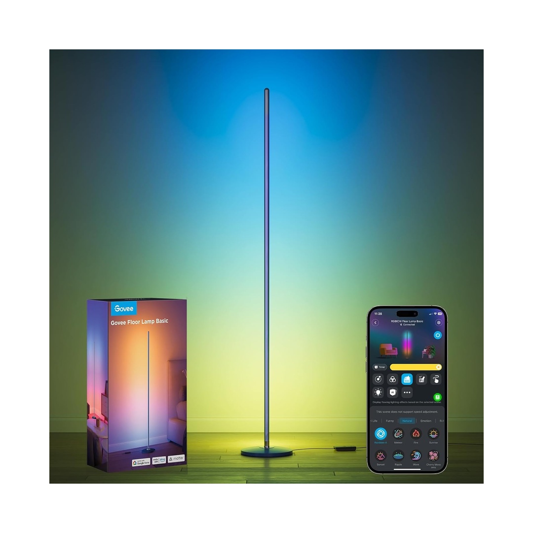 Govee RGBIC Floor Lamp Basic, 1000lm LED Corner Lamp, Blue | Works with Alexa, Smart Modern Floor Lamp with Mu