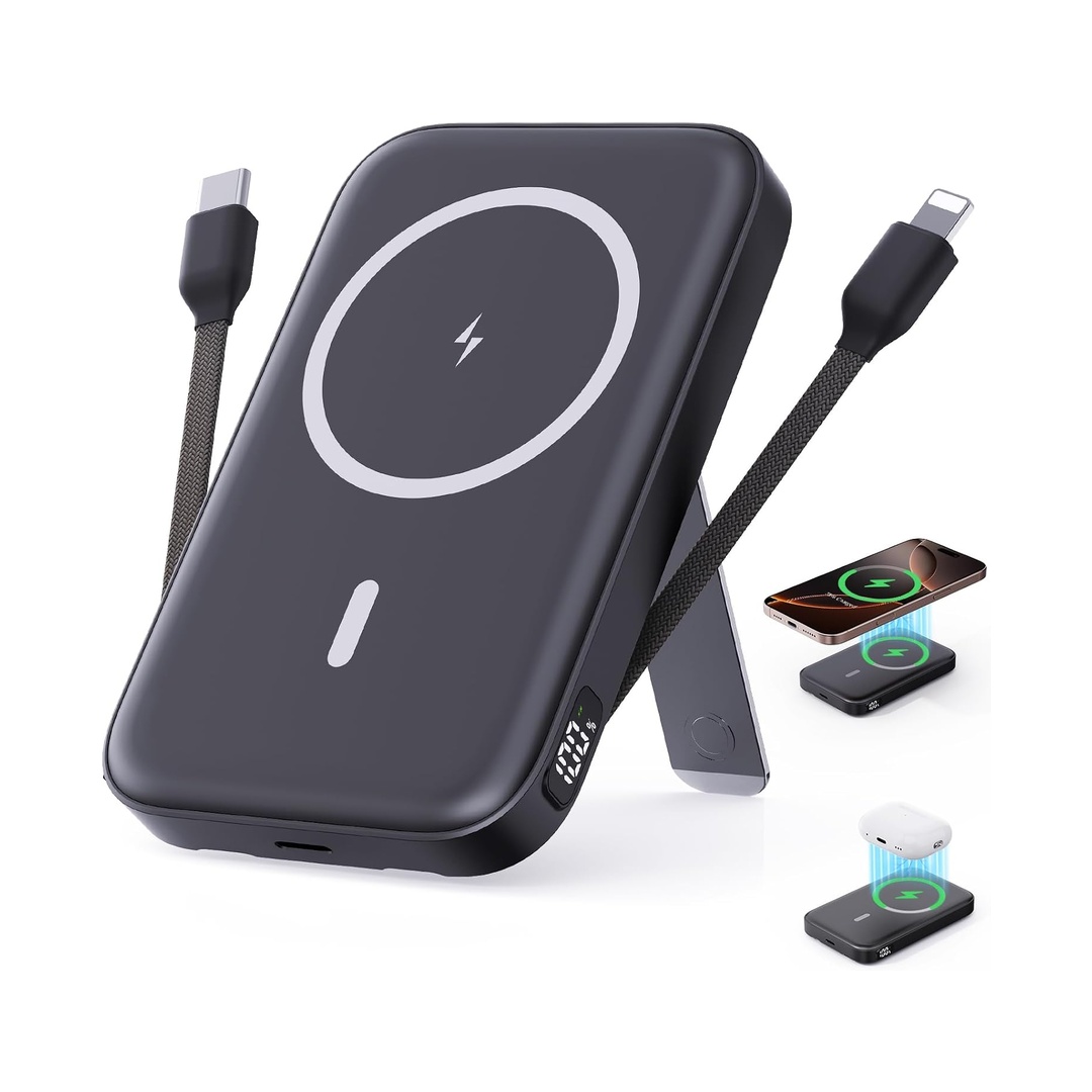 16800mAh Magnetic Power Bank with Built-in Cables for iPhone Series