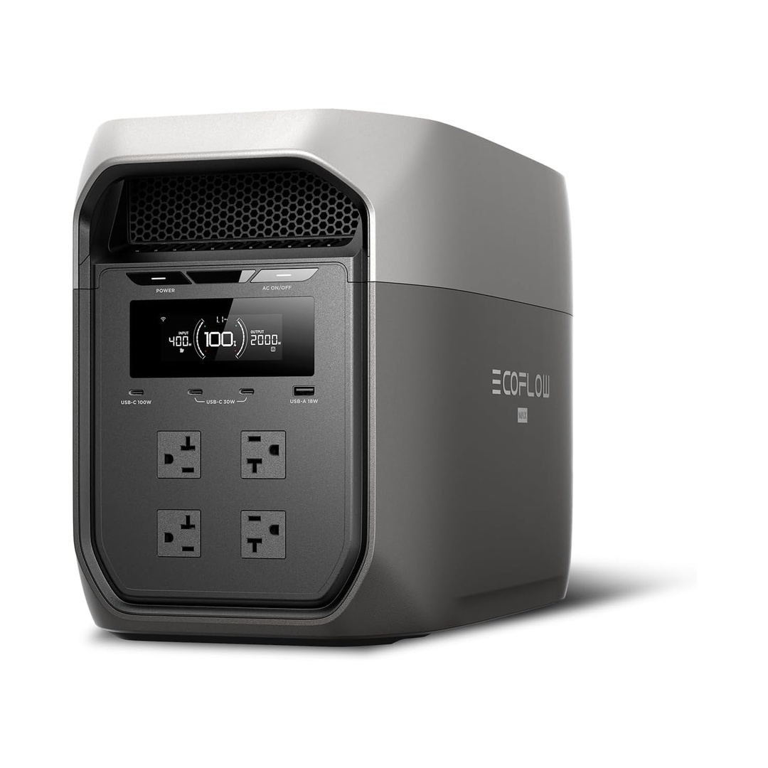 EF ECOFLOW DELTA 3 Max Portable Power Station, 2048Wh LFP Battery, 2400W