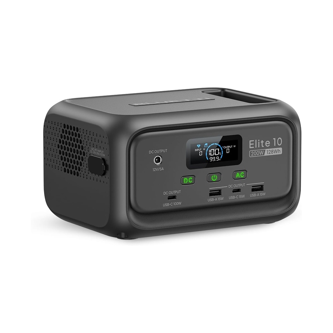 BLUETTI Elite 10 Mini Portable Power Station, 128Wh 200W Solar Generator | Flight-Approved Power Bank for Trav
