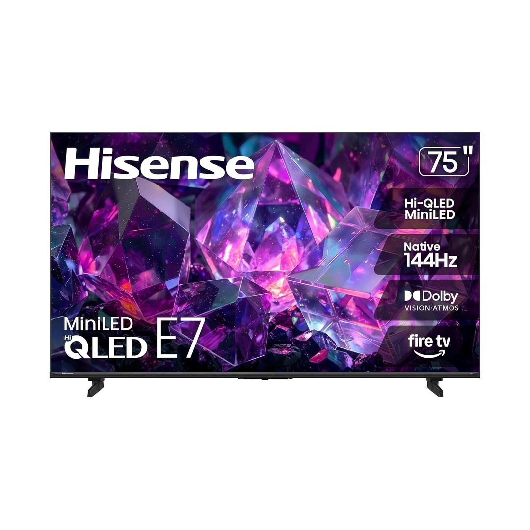 Hisense 75" E7 Cinema Series Hi-QLED Mini-LED 4K UHD Smart Fire TV (75E7SF, 2026 NEW) - Native 144Hz, AI Picture, Dolby Vision IQ · Atmos, FALD, HDR10+ Adaptive, MEMC, Alexa+