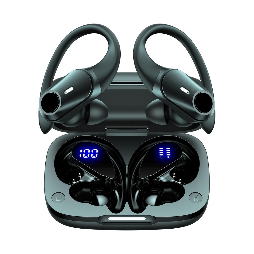 Active Noise Cancelling Ear Buds Wireless Bluetooth Headphones 80H Playtime Display Charging Case 50dB ANC Ove
