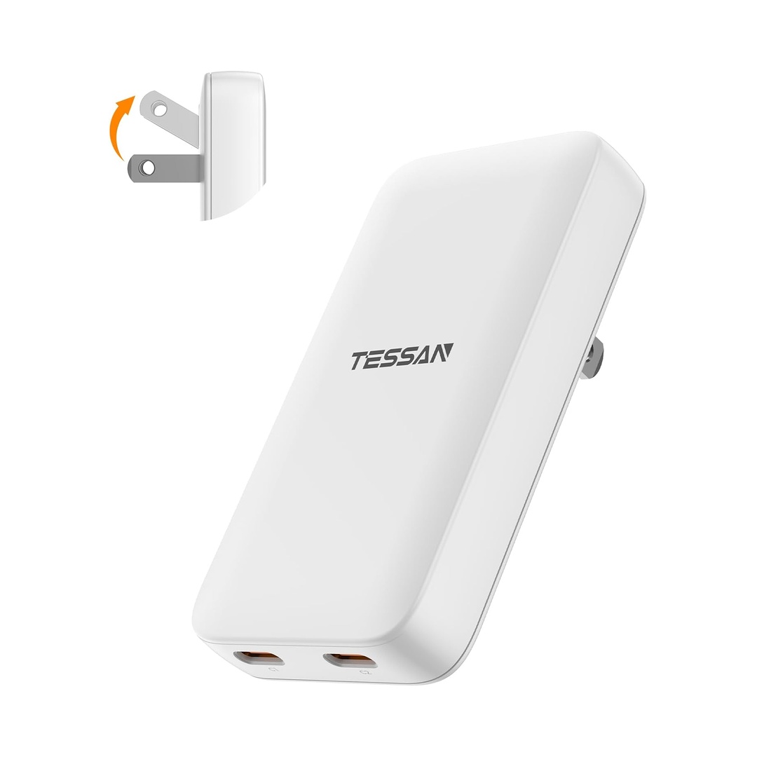 USB C Wall Charger Block PD 65W, TESSAN Flat Fast Phone Charger Foldable