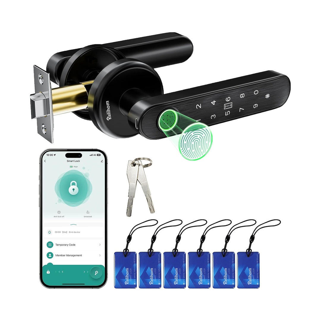 Fingerprint Door Lock, Bedroom Keypad Smart Lock with Handle, App Control