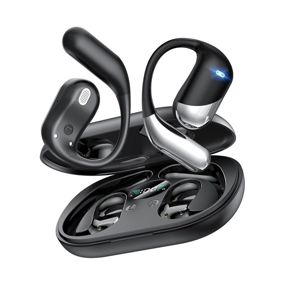 Ultra Open Ear Headphones, Bluetooth 6.1 Bone Conduction Over Ear Earbuds