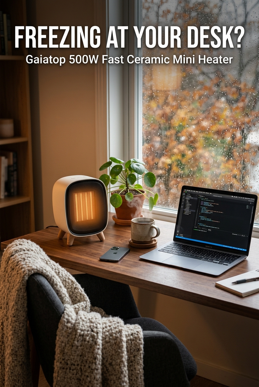 Gaiatop Mini Space Heater (500W Fast PTC Ceramic Desk Heater)
